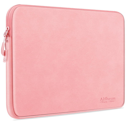 Alfheim Laptop Sleeve Case 14 inch, Waterproof Shock Resistant Fashion Lightweight PU Leather Bag Case for Notebook Tablet iPad（Pink）