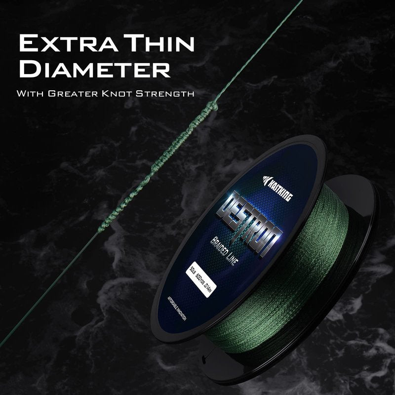 KastKing Destron Braided Fishing Line, Yellow, 4 Stands, 15LB, 300Yds