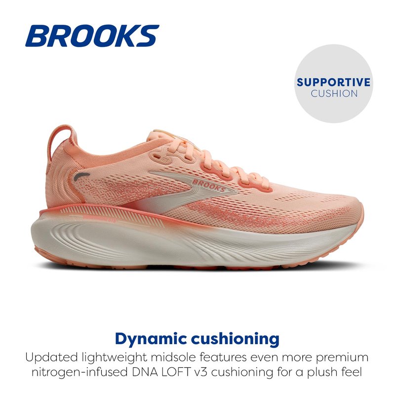 Brooks Women’s Adrenaline GTS 25 Supportive Running & Walking Shoe - Peach Echo/Coconut - 9 Medium
