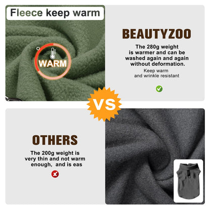 BEAUTYZOO Dog Fleece Vest Sweater Winter Jacket for Small and Medium Dogs with D-Ring Leash Cold Weather Coat Hoodie for XS S M Dogs Boy or Girls