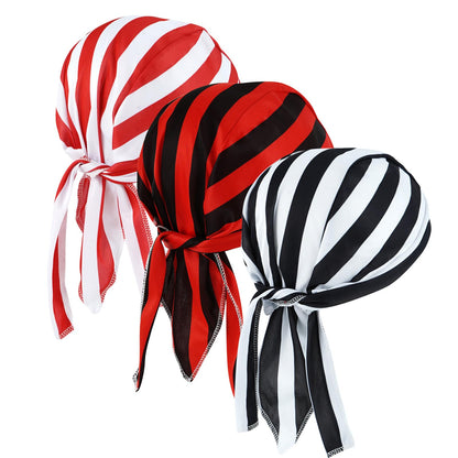 DOCILA Do Rag Skull Cap for Men Stripe Motorcycle Head Wrap Bandana Sweat Helmet Liner Durag Cycling Beanie Hat, Halloween Prisoner Costume