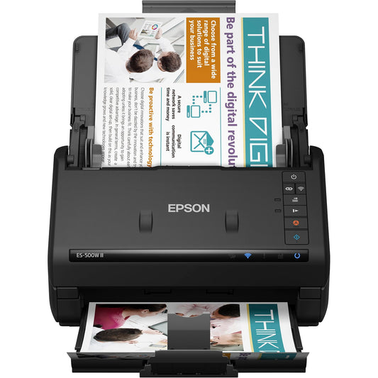 Epson Workforce ES-500W II Wireless Color Duplex Desktop Document Scanner for PC and Mac, with Auto Document Feeder (ADF) and Scan from Smartphone or Tablet
