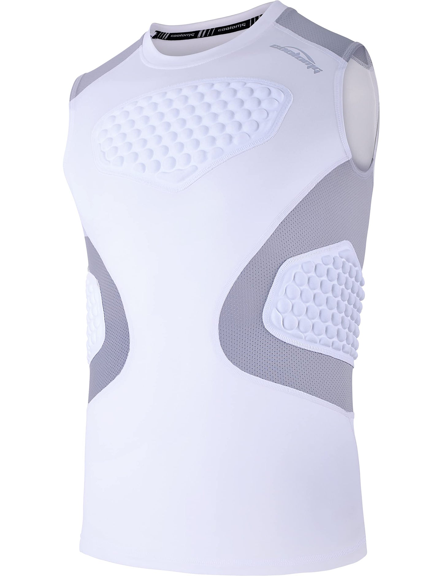 COOLOMG Youth Baseball Padded Shirt Kids Chest Protector Rib Heart Guard Sternum Protection for Football Softball Lacrosse Rugby White M