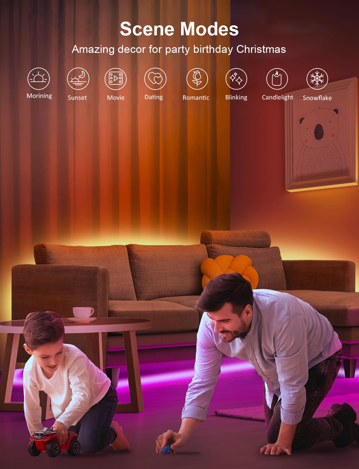 Mexllex LED Strip Lights 30m, Ultra-Long LED Lights Strip Music Sync, App Control with Remote, LED RGB Tape Lights LED Lights for Bedroom Party