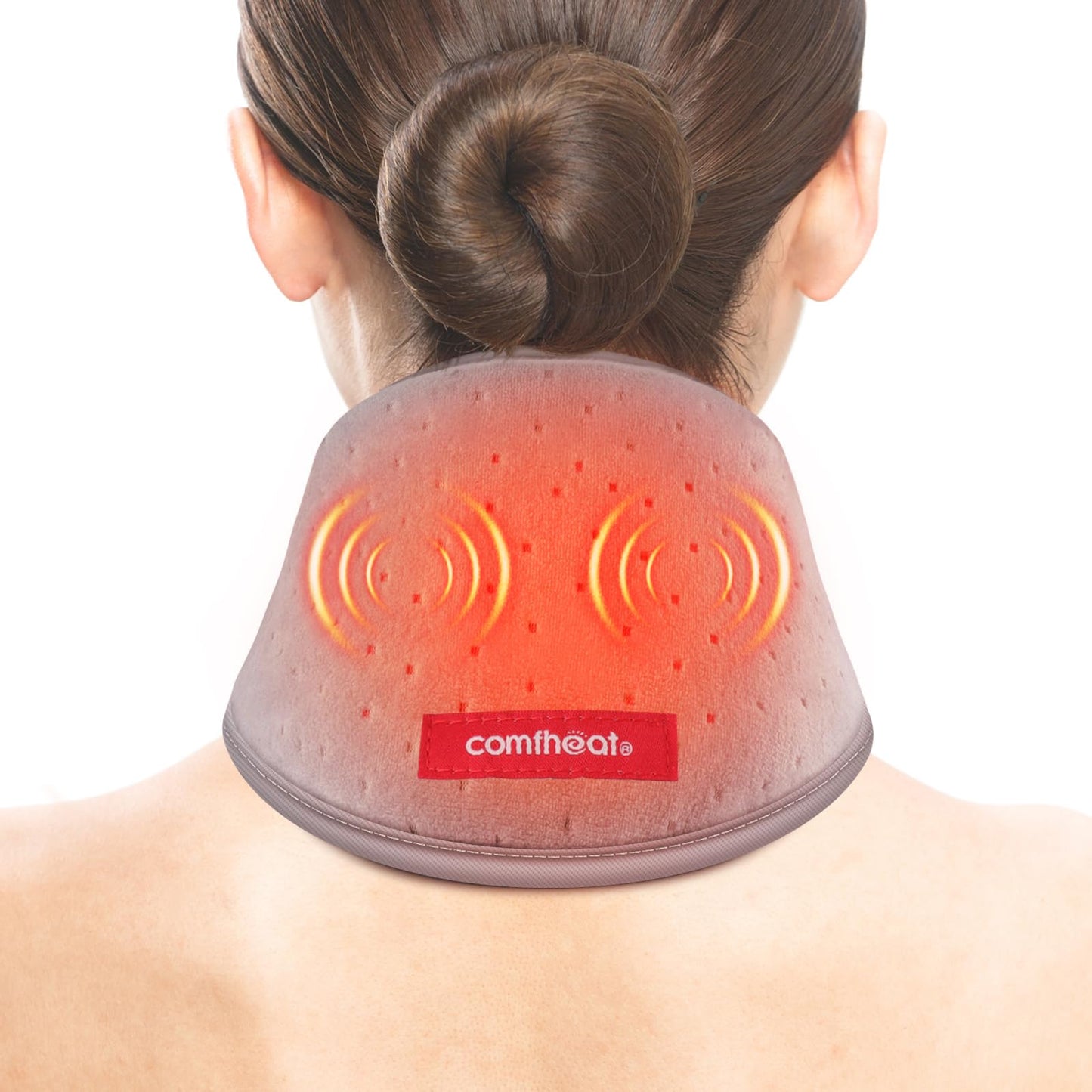 Portable Neck Heating Pad with Vibration Massage for Pain Relief, Rechargeable Heated Neck Wrap for Soreness Stiffness, 3 Heat Levels & Vibrations, Auto-Off, 3000mAh Battery Included