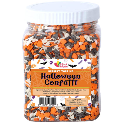 Halloween Sprinkles Bulk - 1.2 Pounds - Bat, Pumpkin & Ghosts Confetti Sprinkles - Spooky Toppings - Great for Cookies, Cupcakes, Cakes, Fall