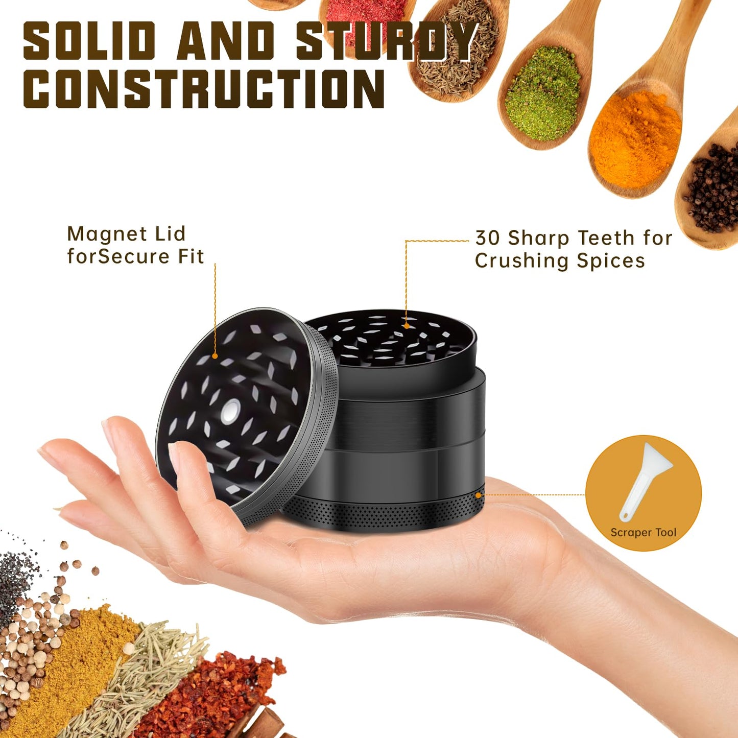 Grinder 2.5 in. Steel Kitchenware Black