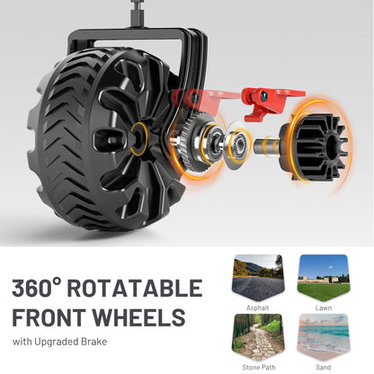 TIMBER RIDGE Festival Trolley 300L with Brakes, Folding Beach Trolley Cart with Tailgate, 135kg Collapsible Wagon Detachable Wide Wheels & Adjustable Handle for Outdoor Camping Garden, Grey