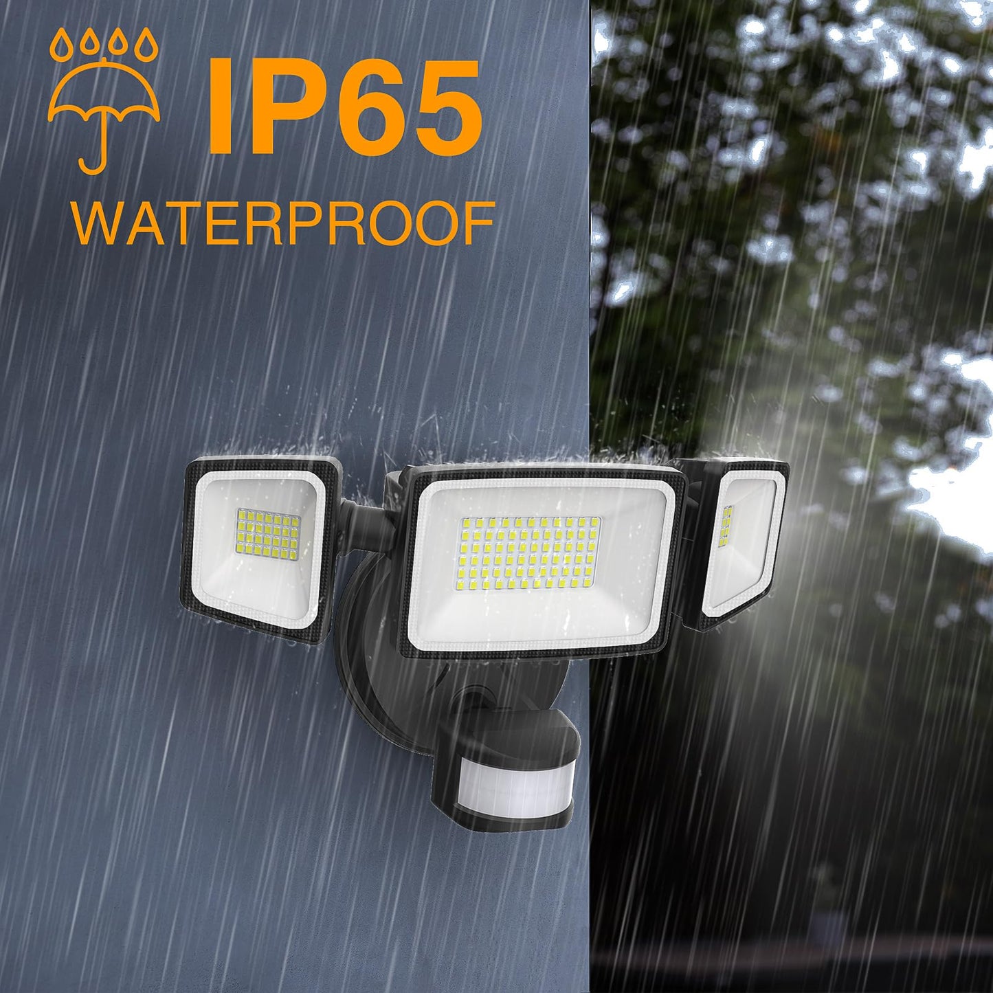 Onforu 55W Security Light with Motion Sensor, LED Wall Light Outdoor, IP65 Waterproof PIR Exterior Floodlight, 5000lm Super Bright 6500K Daylight White Flood Light for Garden, Garage, Patio