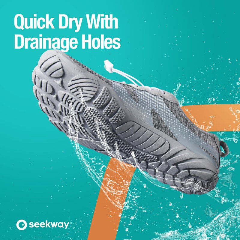 SEEKWAY Water Shoes Quick-Dry Barefoot Sports Aqua Beach Pool Swimming River Lake Hiking Kayaking Surfing Men Women AB056 Gray White SP001