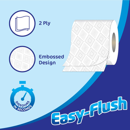 Easy Flush Soft Toilet Roll | Septic Tanks, Camping, Motorhome, caravans, Portable Toilets | 2ply | No Blocked drains | Quick Dissolve (40)