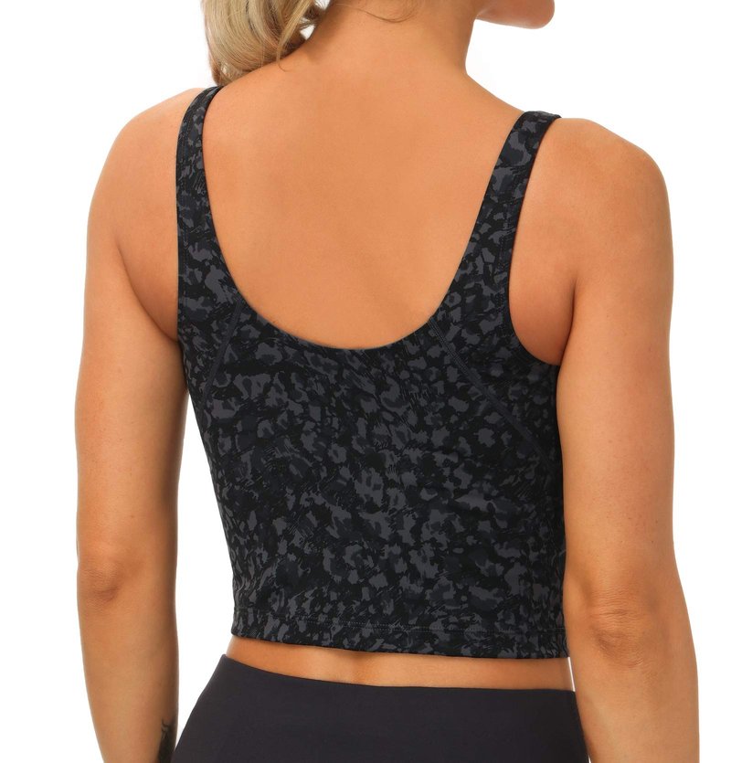 THE GYM PEOPLE Womens Longline Sports Bra Wirefree Padded Medium Support Yoga Bras Gym Running Workout Tank Tops (Graffiti, Medium)