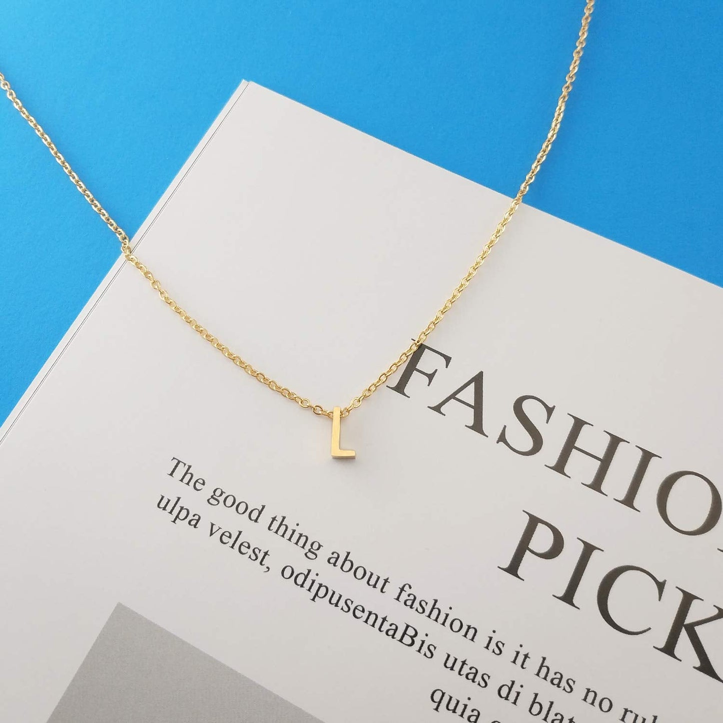 MOMOL Tiny Initial Necklace 18K Gold Plated Small Letter L Necklace Personalized Name Necklace for Women