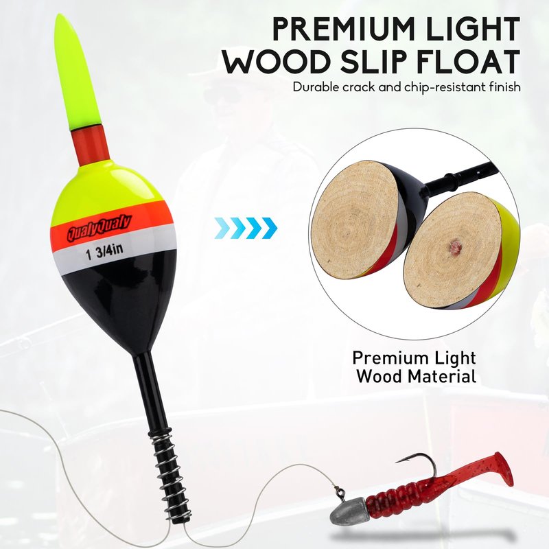 QualyQualy 4PCS Lighted Slip Bobbers Fishing Floats Glow in the Dark Spring Bobber for Crappie Walleyes Fishing