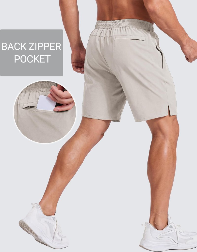 COOFANDY Mens Workout Athletic Shorts 7 inch Inseam Quick Dry Hiking Shorts Men Lightweight Sports Gym Shorts Running Stone