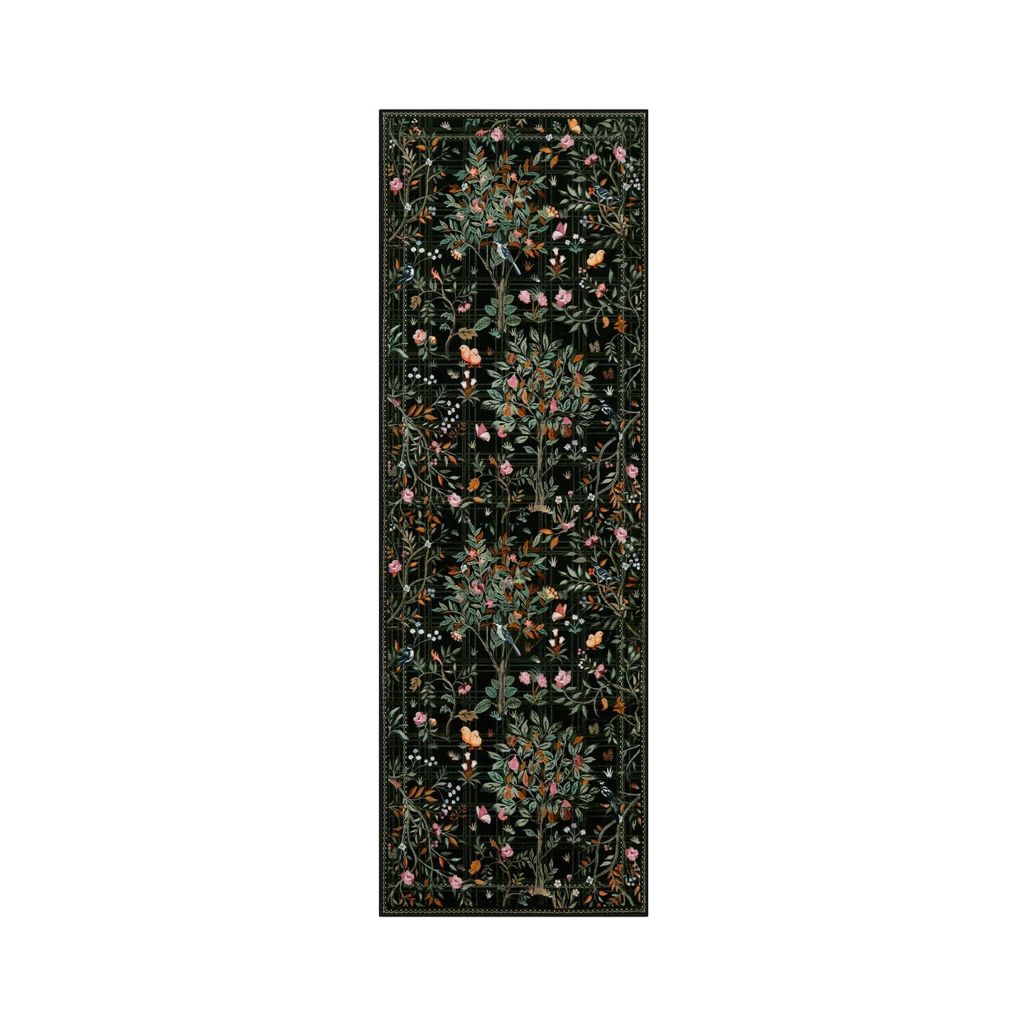 Morebes Floral Washable Rug Runners for Hallways Non Slip, Flower Kitchen Runner Rug 2x6, Boho Botanical Ultra-Thin Soft Floor Carpet for Bathroom Entryway Laundry Room, Black