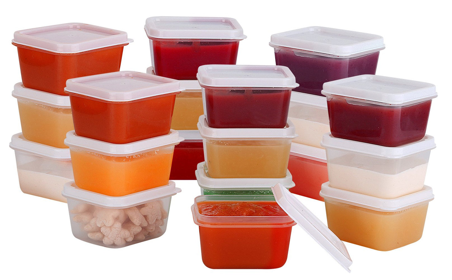 Greenco Mini Rectangular Storage Containers, 20 Pack, 2.03 Oz Reusable Small Plastic Storage Container Jars with Lids | Perfect for Baby Food, Snacks, Sauces, Candy, Freezer & Dishwasher Safe