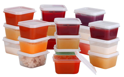 Greenco Mini Rectangular Storage Containers, 20 Pack, 2.03 Oz Reusable Small Plastic Storage Container Jars with Lids | Perfect for Baby Food, Snacks, Sauces, Candy, Freezer & Dishwasher Safe