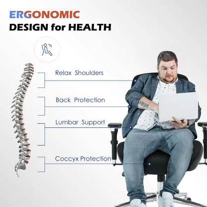 BOSMILLER 700lbs Big and Tall Office Chair with Wide Thick Seat Cushion for Sitting All Day,Ergonomic Mesh Desk Chair with Adjustable Lumbar Support for Heavy People,4D Armrests