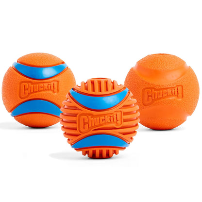 Chuckit! Dog Balls - Interactive Dog Toys, High-Bounce Fetch Ball, Floating Ultra and Rugged Balls, Durable - Size Medium, 2.5-inch Diameter, Set of 3