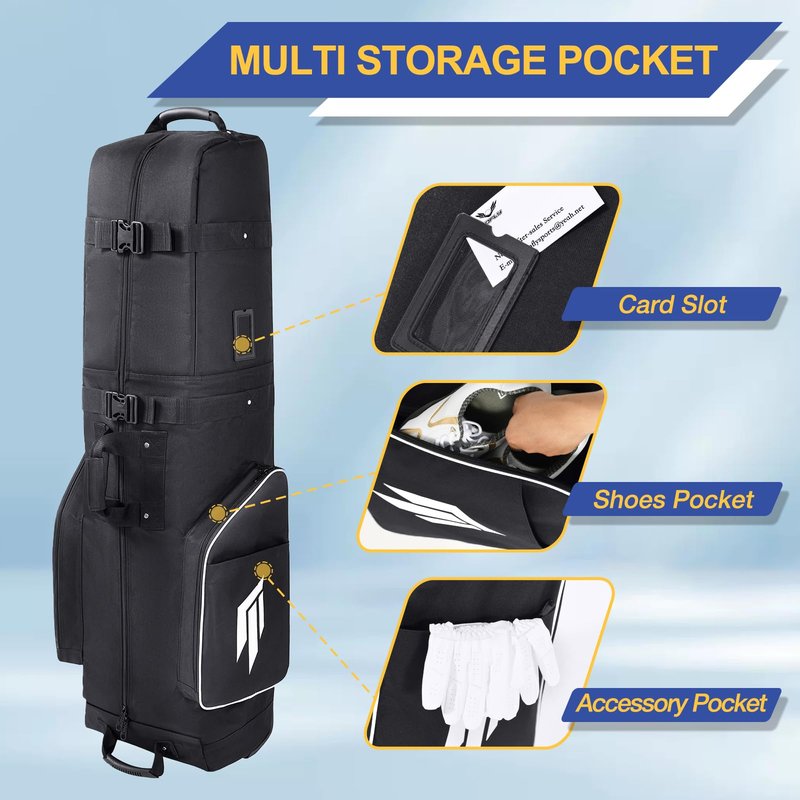 Gofly Golf Travel Bag for Airlines with Wheels, Lockable Zipper and Shoes Compartment, Soft-Sided Golf Club Travel Bag for Airline, Wear-Resistant Waterproof 900D Polyester Oxford