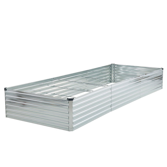 Foxlang 12x4x1.5ft Galvanized Raised Garden Bed,Outdoor Planter Box Metal Patio Kit Planting Bed for Vegetables Flowers Herb,Silver