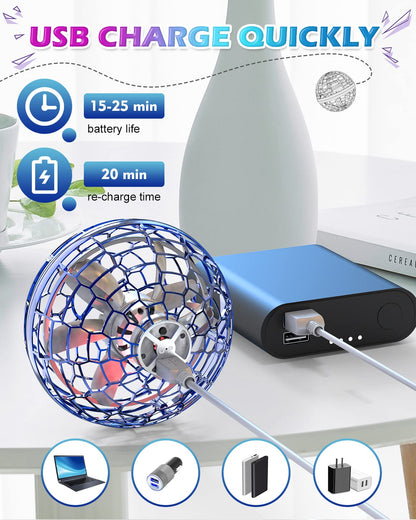 ATHLERIA Magic Flying Orb Ball Toys with Lights,UFO Hand Operated Mini Drones,Cosmic Globe Hover Ball, Boomerang Summer Outdoor Toys,Coolest Birthday Gifts for 6 7 8 9 10+ Year Old Boys Girls Teens