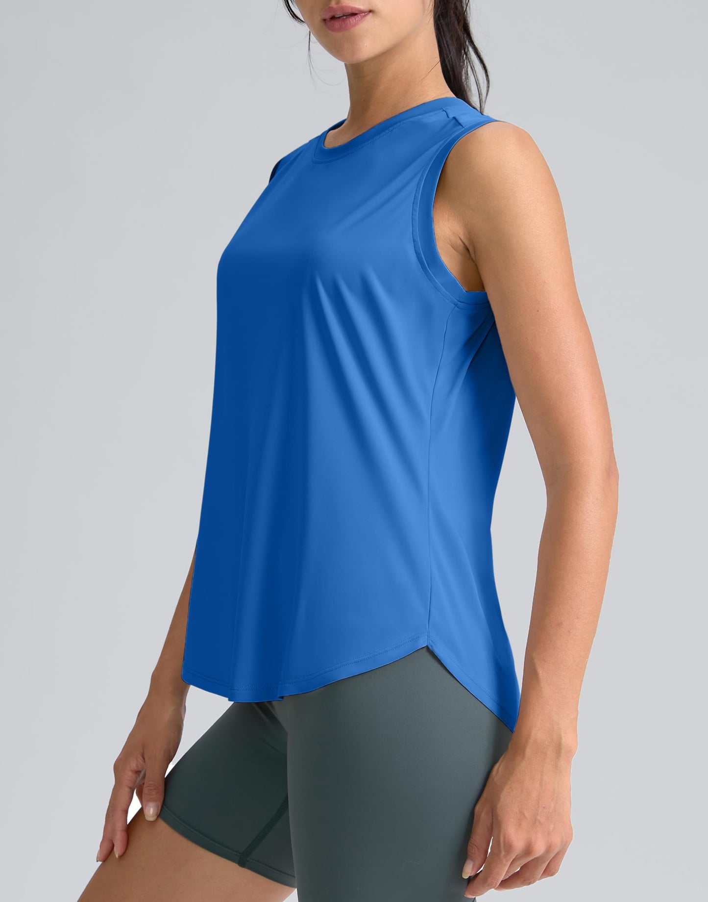 SANTINY Women's Sleeveless Workout Tops Breathable Lightweight Active Tennis Yoga Shirts Athletic Running Tank Tops for Women (Royal Blue_XL)
