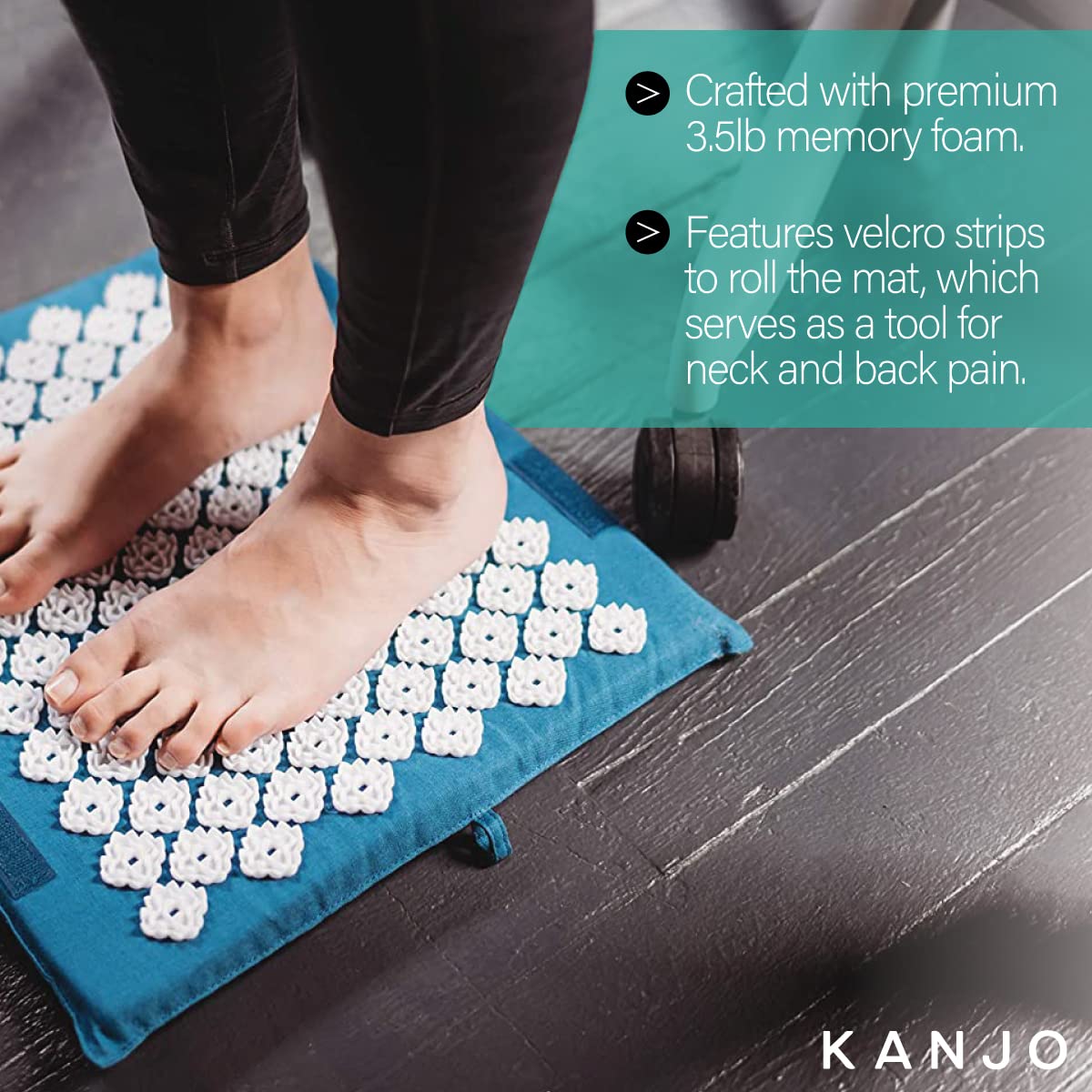 Kanjo FSA HSA Eligible Memory Foam Acupressure Foot Mat | Pressure Point & Acupressure Mat for Feet | Helps Relieve Plantar Fasciitis, Heel Pain & Arch Pain | for Use at Standing Desk