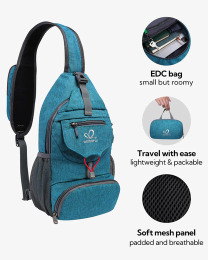 Waterfly Packable Small Crossbody Sling Backpack Foldable Shoulder Chest Bag Daypack for Hiking Traveling Men Women