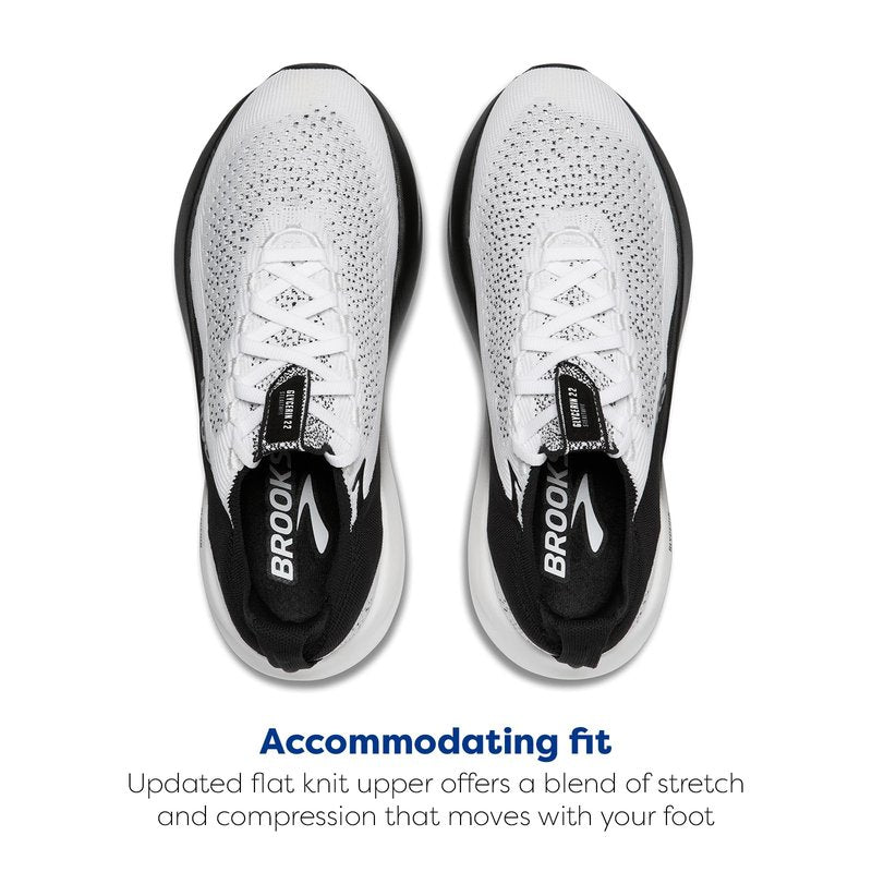 Brooks Men’s Glycerin Stealthfit 22 Neutral Running Shoe - White/Grey/Black - 8 Medium