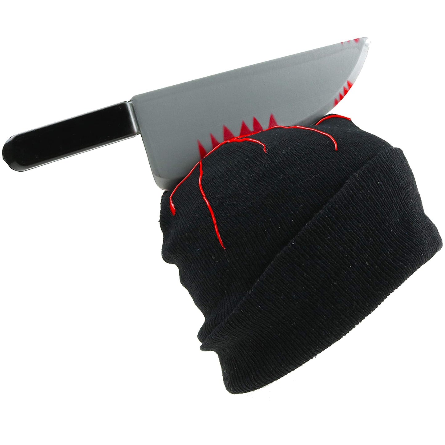 Skeleteen Zombie Scary Knife Hat - Bloody Zombies Horror Costume Accessories Beanie Hat With Large Butcher Weapon