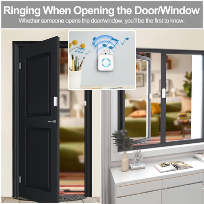 Door Chime, Satisure Wireless Door Open Contact Sensor Alarm Chime with 600 FT Range 58 Chimes 5 Volume Levels LED Indicators, Door Ringer Alert for Business/Store/Home/Office When Entering