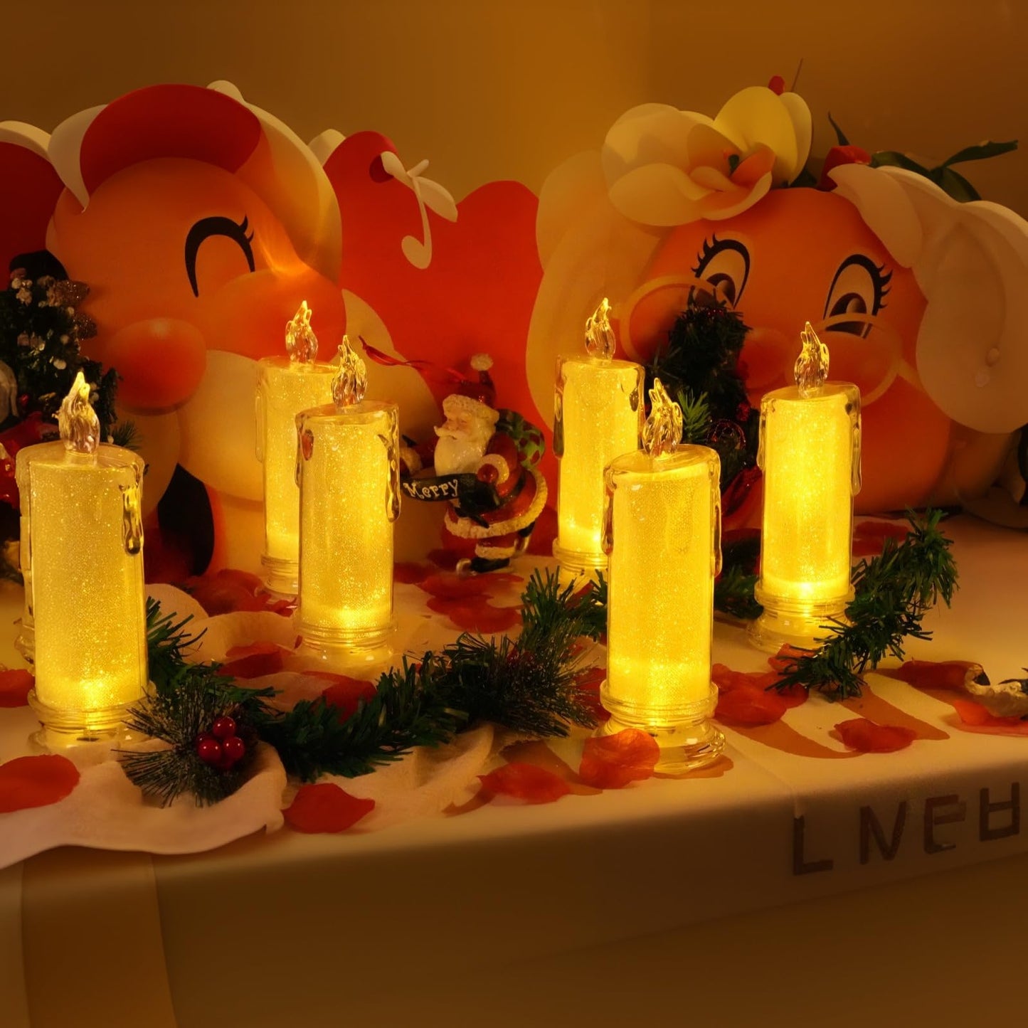 HAIDOLIANG 4PCS White LED Candles (D:2.5" x H:7"),Flameless Pillar Candle,Battery Operated Candles/Fake Candle, Velas Artificiales para Decoracion for Valentine Wedding Ramadan Christmas Decorations
