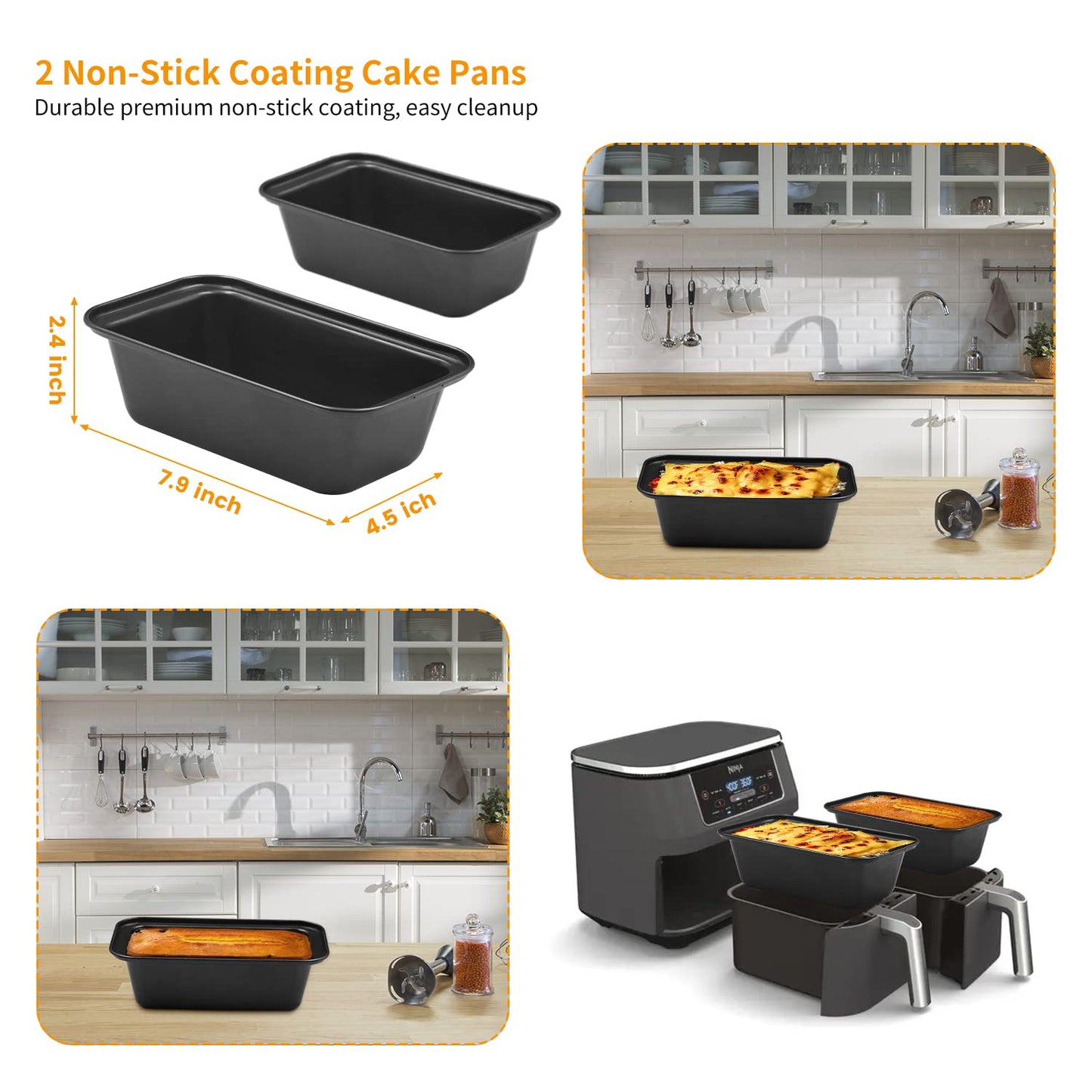 Dual Basket Air Fryer Accessories, 15pcs Set for Ninja DZ401 DZ201 Foodi Dualzone Air Fryers with 100pcs Air Fryer Liners, 2 Non-Stick Pans, Bread,Toasting,Skewer Racks, 6 Cake Cups, 2 Mitts, Recipes