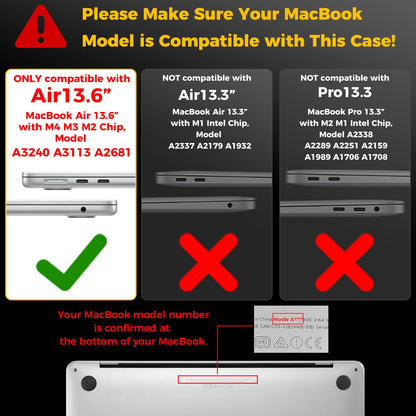 EooCoo Compatible with MacBook Air 13 inch Case M4 M3 M2 2025 2024 2022 Mac Book Air 13.6" Transparent Hard Shell for Model A3240 A3113 A2681 with Touch ID, Plastic Cover Smooth Skin - Crystal Clear