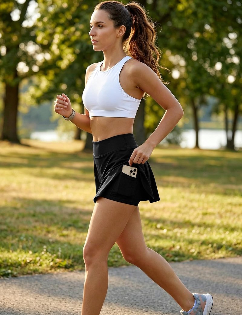 Buauty Women's Tennis Skirt Shorts High Waisted Golf Skorts with Zipper Pockets Workout Athletic Casual Outfit Clothes Black