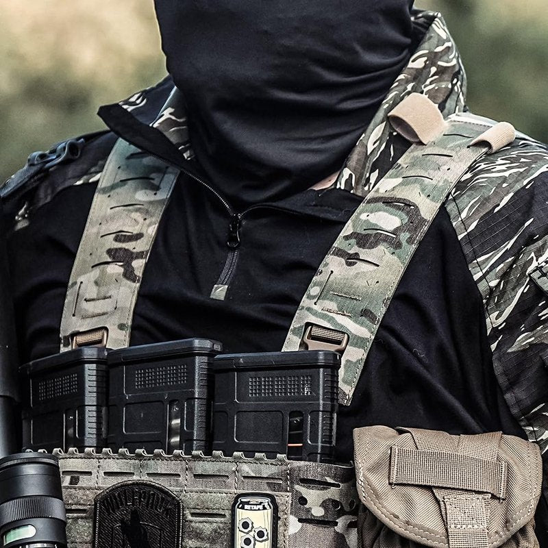 ACETAC Multi-Mission Laser-Cut Shoulder Strap Waist Strap H-Harness for Chest Rig Compatible w/Spiritus Systems Micro MK4/MK5 Haley Strategic D3CR Placard (Splatter)