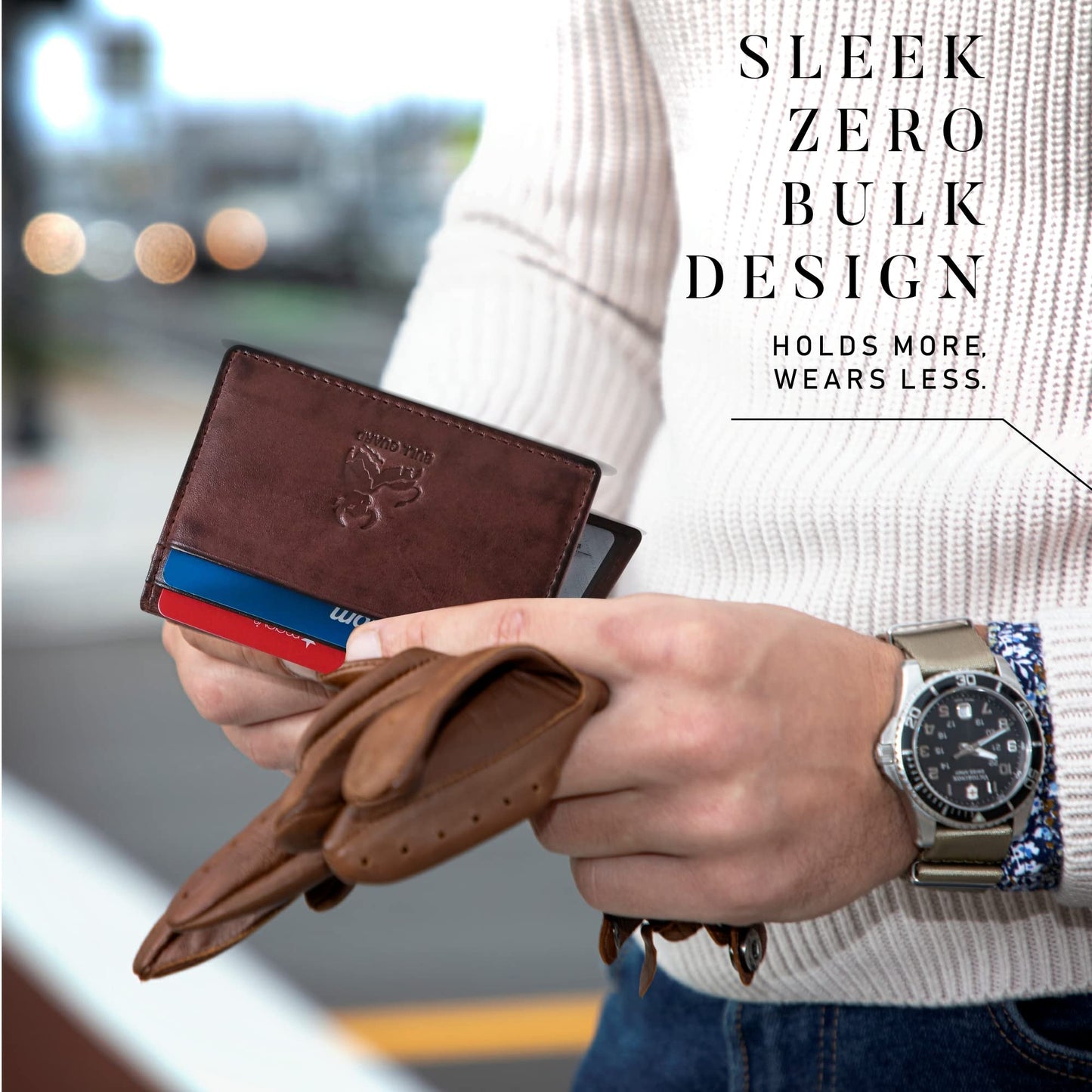 BULL GUARD Rfid Leather Wallet | The Respected Gentlemans Bifold Slim for Men | Travel Secure RFID Blocking | Mens Full Grain Leather Wallet with Removable ID Credit Card Holder