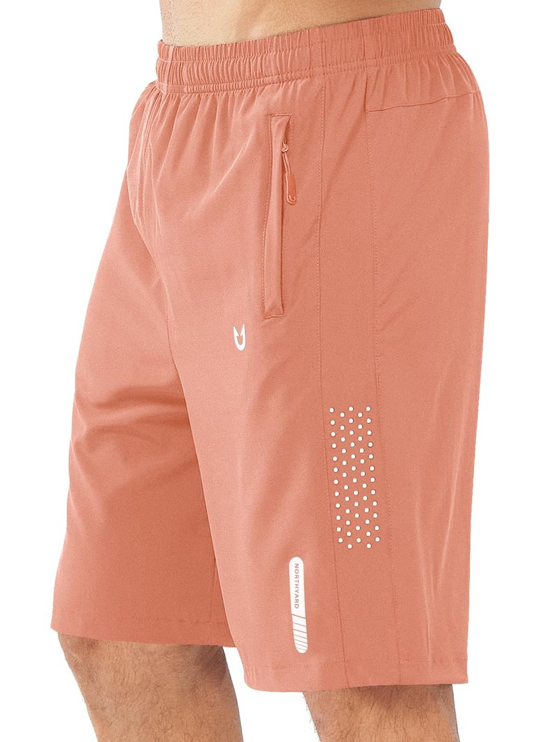 NORTHYARD Men's Athletic Running Shorts Gym Workout 7"/9"/5" Quick Dry Lightweight Sports Basketball Tennis 3 Zipper Pockets PINKORANGE-9inch XL