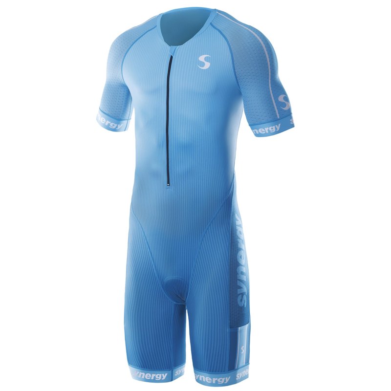 Synergy Triathlon Tri Suit - Men's Elite Short Sleeve Trisuit Cycling Skinsuit (Teal/Jade, XX-Large)