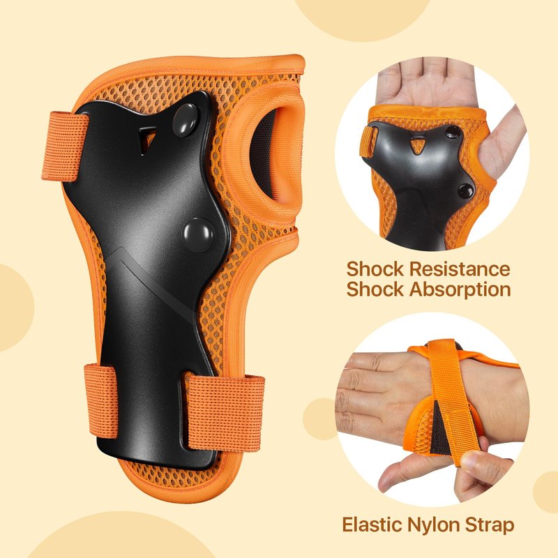 Knee Pads for Kids Knee Pads and Elbow Pads Toddler Protective Gear Set Kids Elbow Pads and Knee Pads for Girls Boys with Wrist Guards 3 in 1 for Skating Cycling Bike Rollerblading Scooter-Orange M