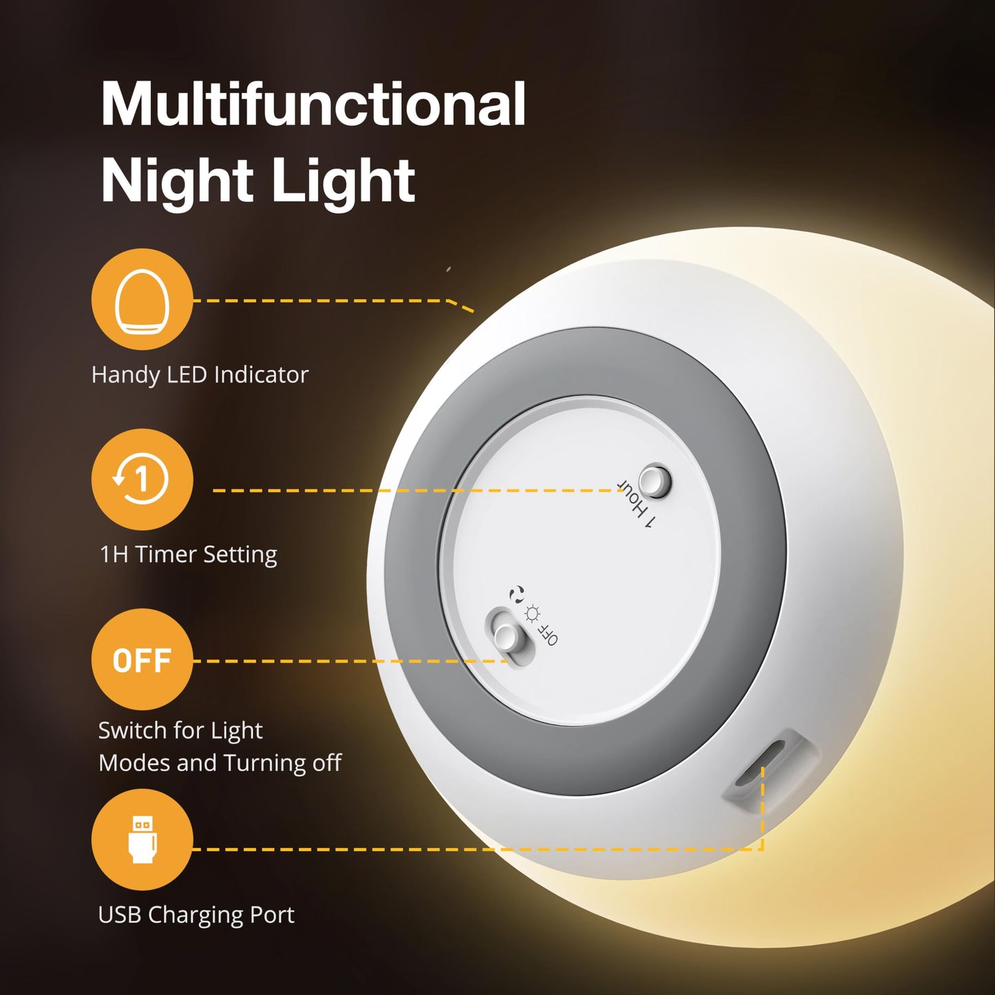 JolyWell Night Light for Kids, Egg Light for Nursery with 7 Changeable RGB Colours & Stepless Dimming, Rechargeable Tap Light with a 1-Hour Timer & Touch Control, Portable Baby Night Light, BPA Free