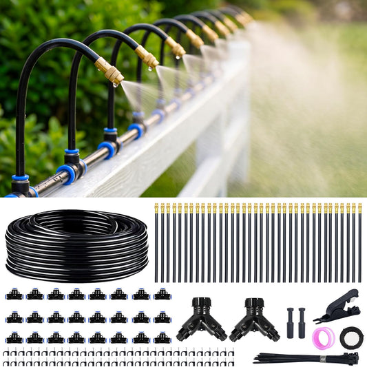 Thiswing 200FT 360° Adjustable Irrigation System for Garden – 1/4" Tubing with 36 Nozzles, Watering Misting System, Sprinkler for Garden, Raised Bed, Lawn, Plants