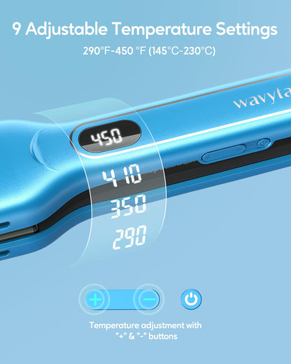 Wavytalk Wet to Straight Hair Straightener, Titanium 1.75 Inch Vent Sesh Wide Flat Iron, Straightener for Damp or Dry Hair with Dual Voltage Leave Silky & Smooth, Black