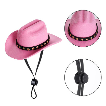 choyaxo Pet Cowboy Costume Cosplay Cap Halloween Costumes for Dogs Cat Pet Party Decoration Mini Cowboy Hat (Pink, Medium)