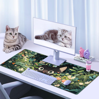 Abetcabe Gaming Mouse Pad, Large Mouse Mat XXL 35.4×15.7 inch, Cute Cat Extended Mousepad with Non-Slip Rubber Water-Resistant surface for PC, Laptop, Mouse and Keyboard
