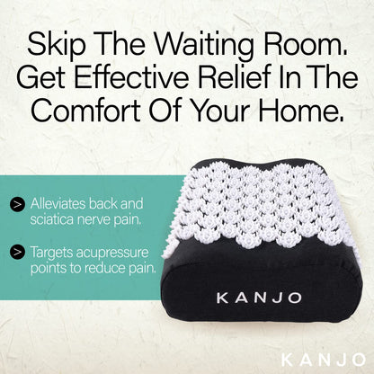 Kanjo FSA HSA Eligible Acupressure Cushion | Memory Foam Acupressure Pillow for Back and Sciatica Pain | 100% Cotton Linen Cover