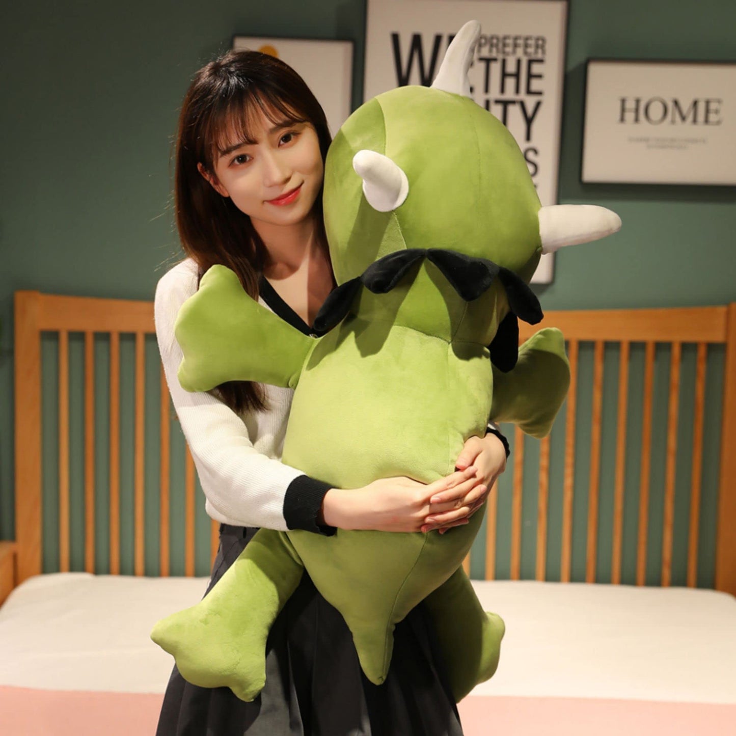 SQEQE Weighted Dinosaur Plush, Anxiety Weighted Stuffed Animals, Weighted Dinosaur Plushie Weighted Dino Throw Pillows for Kids Adults Green 25CM