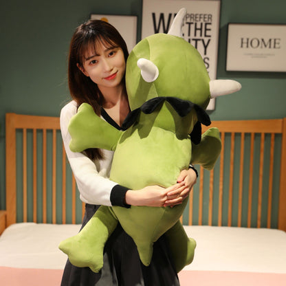 SQEQE Weighted Dinosaur Plush, Anxiety Weighted Stuffed Animals, Weighted Dinosaur Plushie Weighted Dino Throw Pillows for Kids Adults Green 25CM